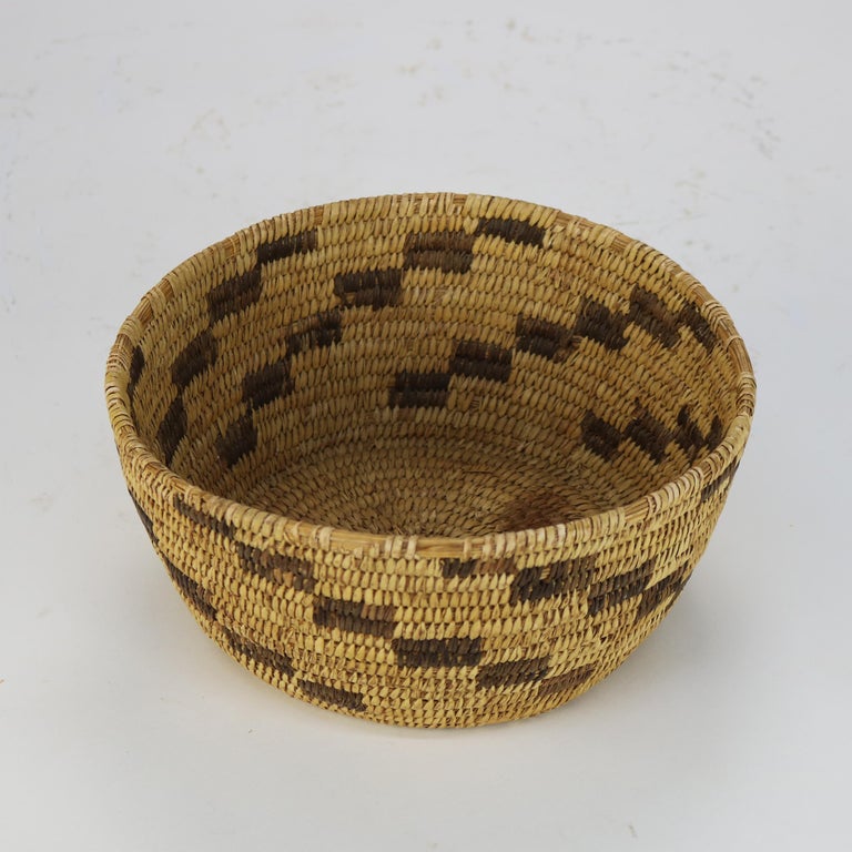 Vintage Southwest Native American Woven Reed Basket 20thC
