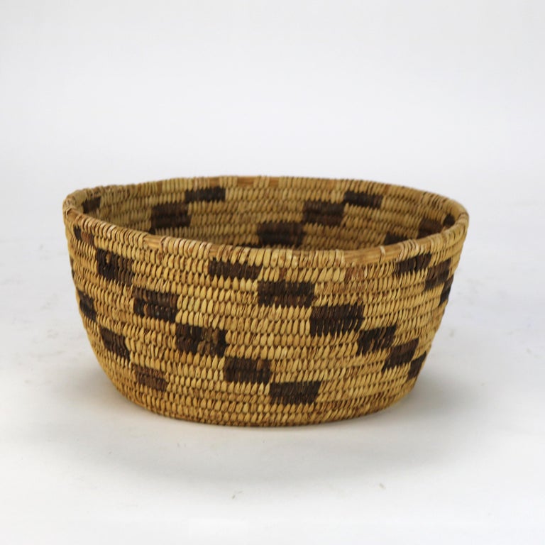 Vintage Southwest Native American Woven Reed Basket 20thC