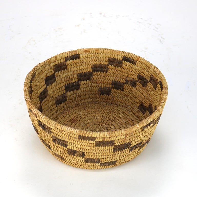Vintage Southwest Native American Woven Reed Basket 20thC