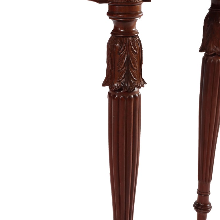 Antique Sheraton Federal Acanthus Carved Mahogany Serpentine Game Table C1830