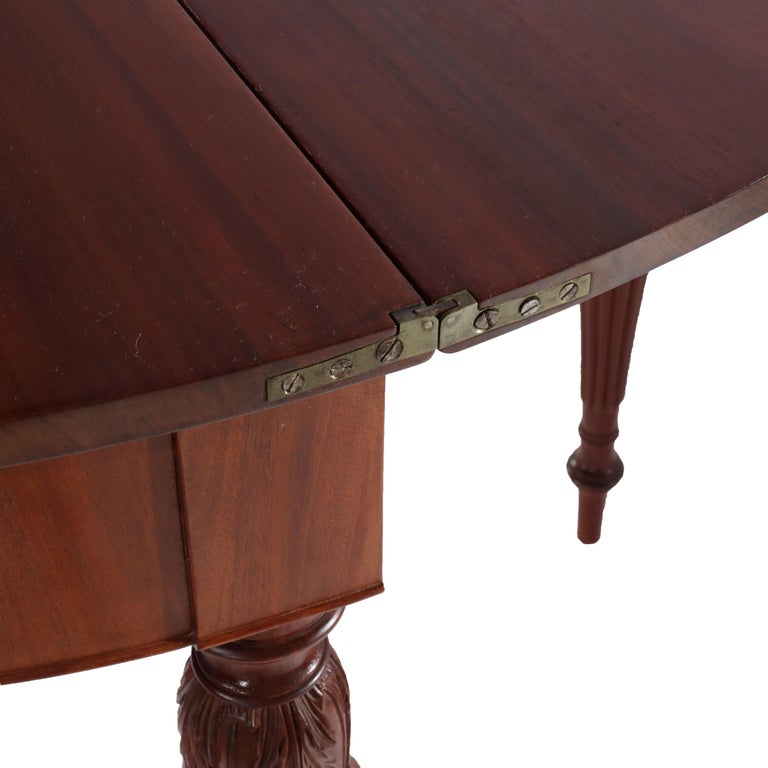 Antique Sheraton Federal Acanthus Carved Mahogany Serpentine Game Table C1830