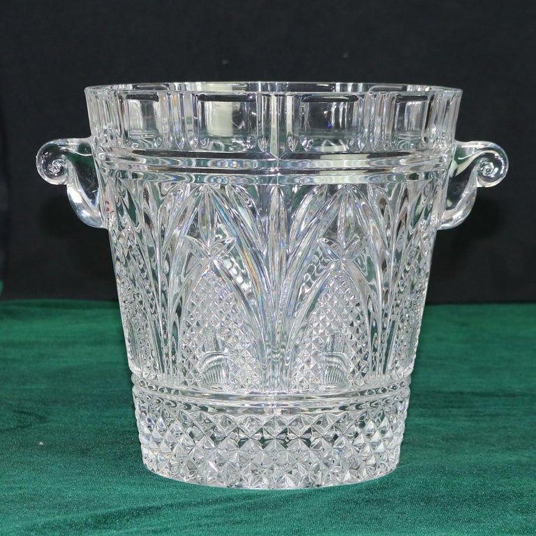 Antique Pressed Glass Double Scroll Handled Ice Bucket C1920