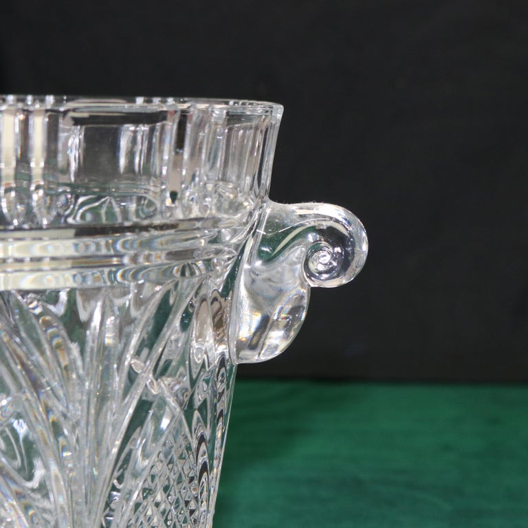 Antique Pressed Glass Double Scroll Handled Ice Bucket C1920