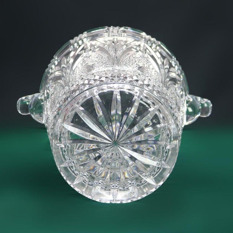 Antique Pressed Glass Double Scroll Handled Ice Bucket C1920