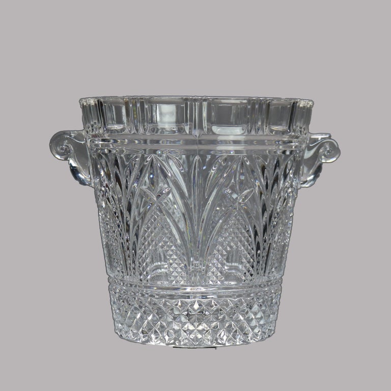 Antique Pressed Glass Double Scroll Handled Ice Bucket C1920