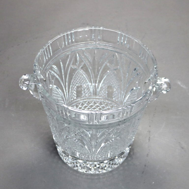 Antique Pressed Glass Double Scroll Handled Ice Bucket C1920