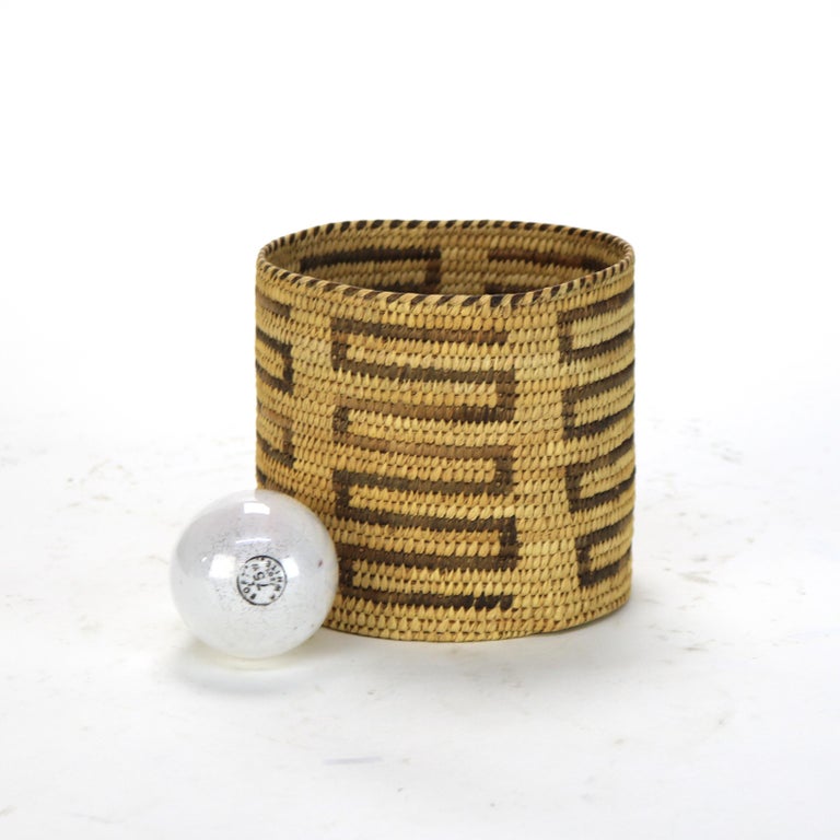 Vintage Southwest Native American Woven Woven Reed Basket 20thC