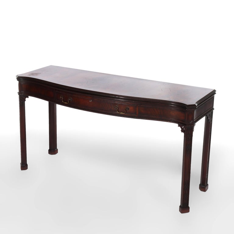 Antique Federal Style Mahogany Hinged Top Hall Table with Single Drawer C1930