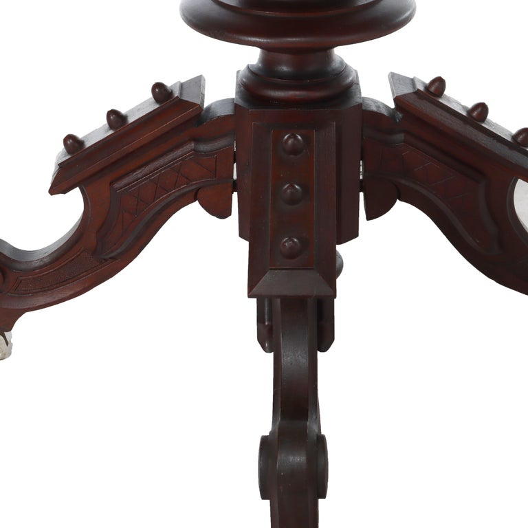 Antique Brookes Renaissance Revival Walnut Umbrella Table c1890