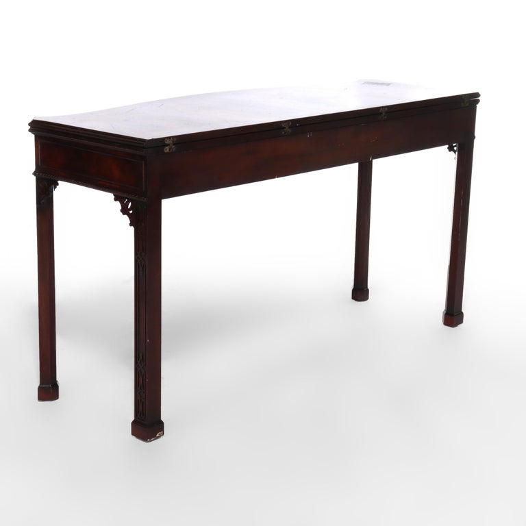 Antique Federal Style Mahogany Hinged Top Hall Table with Single Drawer C1930