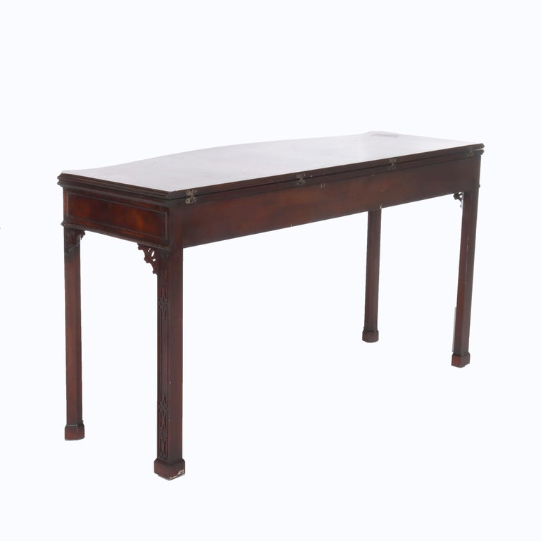 Antique Federal Style Mahogany Hinged Top Hall Table with Single Drawer C1930