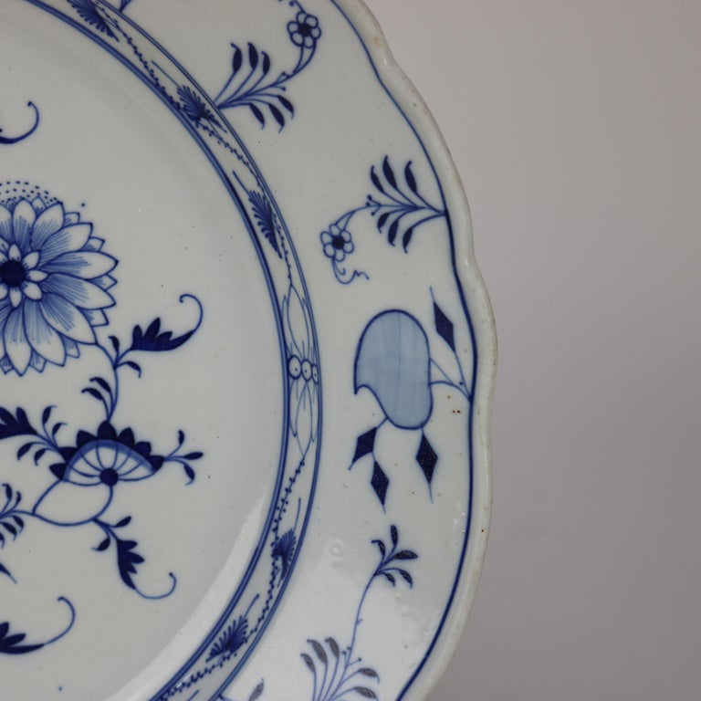 Antique Meissen Porcelain Charger with Onion Pattern C1900