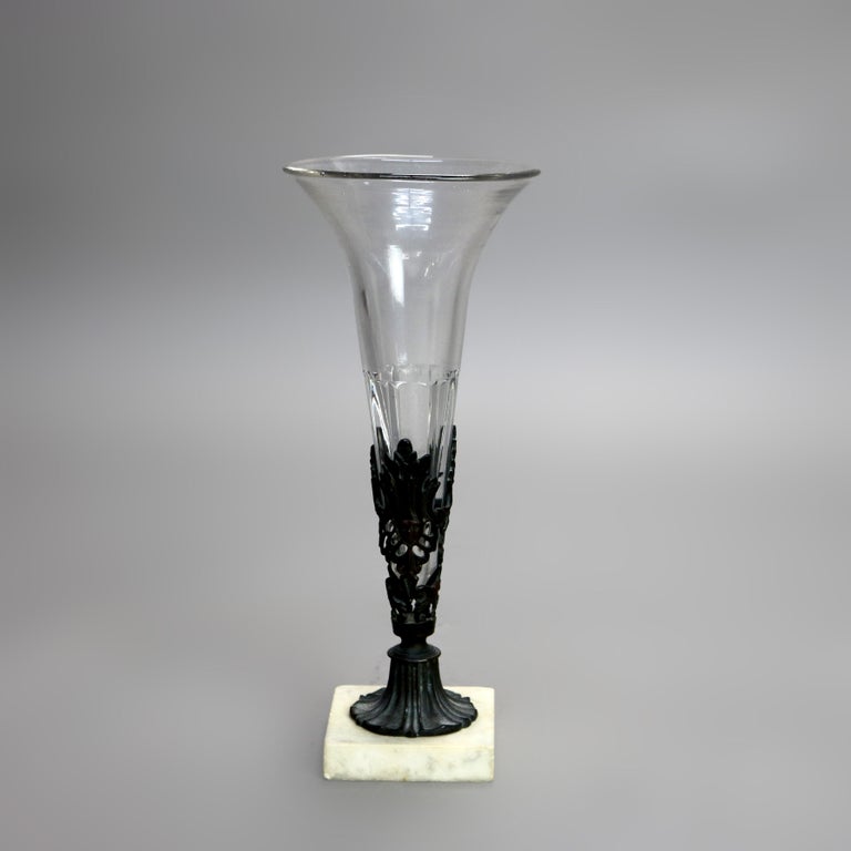 Antique Glass, Bronze and Marble Figural Vase C1890