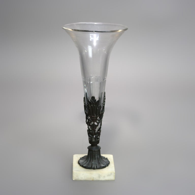 Antique Glass, Bronze and Marble Figural Vase C1890