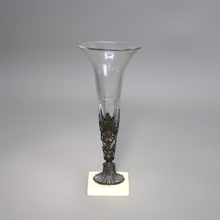 Antique Glass, Bronze and Marble Figural Vase C1890