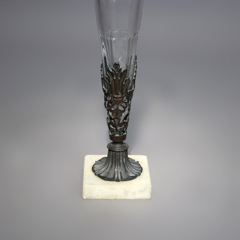 Antique Glass, Bronze and Marble Figural Vase C1890