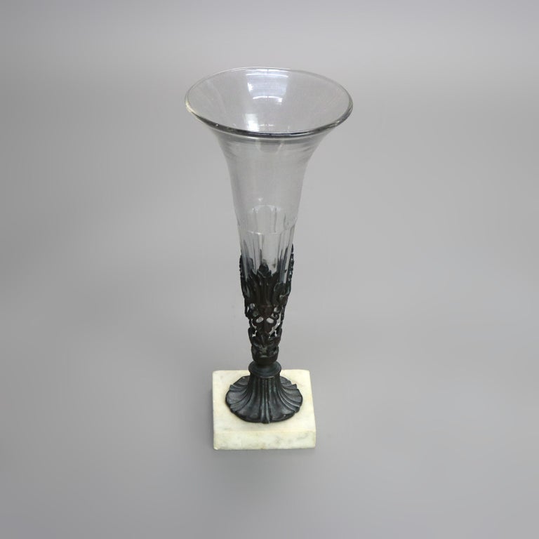 Antique Glass, Bronze and Marble Figural Vase C1890