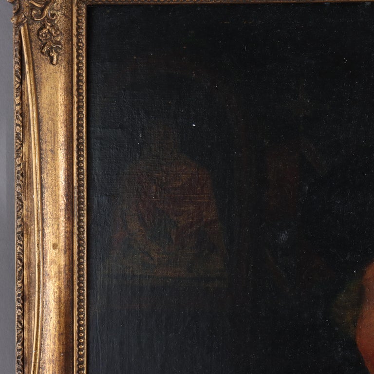 Large Hans Holbein School Oil on Board Portrait by Quentin Matsys C1885