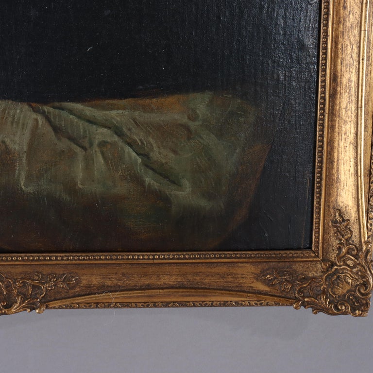 Large Hans Holbein School Oil on Board Portrait by Quentin Matsys C1885
