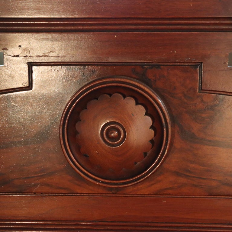 Antique Renaissance Revival Walnut & Burl Marble Top Sideboard C1890