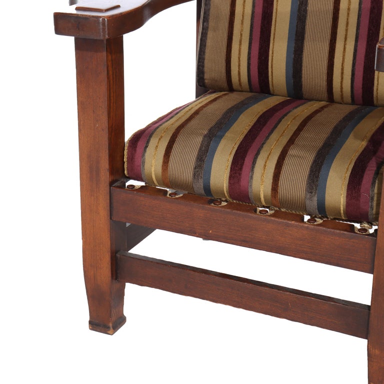 Oversized Vintage Eastlake Stickley Style Mission Oak Armchair 20thC
