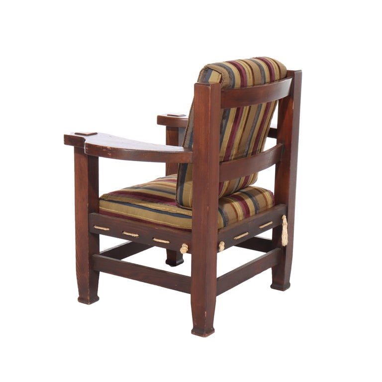 Oversized Vintage Eastlake Stickley Style Mission Oak Armchair 20thC