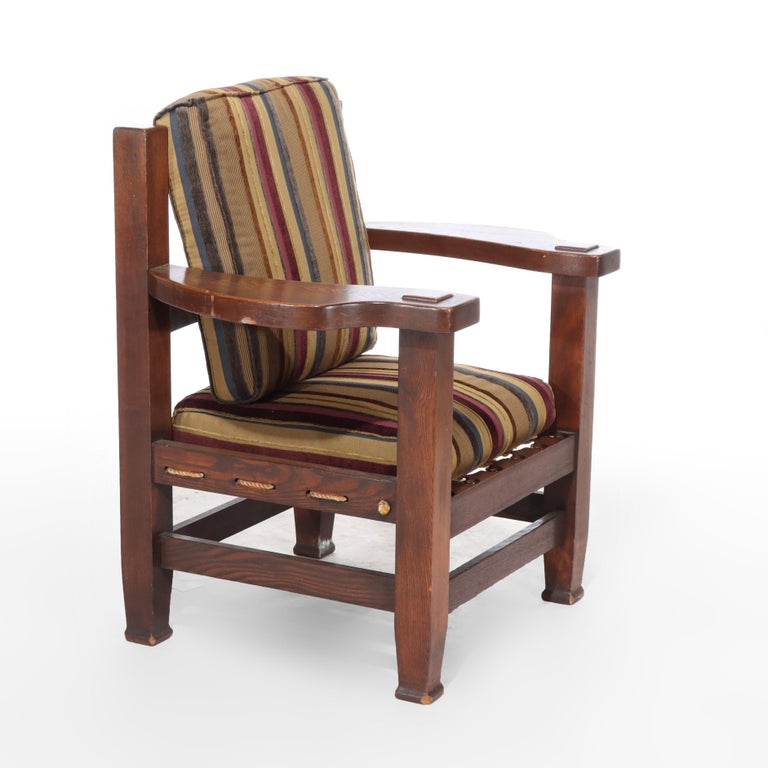 Oversized Vintage Eastlake Stickley Style Mission Oak Armchair 20thC