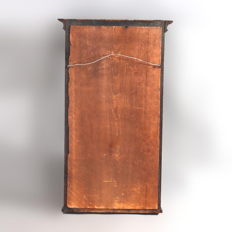 Antique Federal Mahogany Veneer Mirror With Englomise Landscape Panel c1830