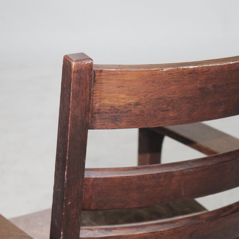 Antique Stickley Arts and Crafts Mission Oak Slat Back Arm Chair C1910