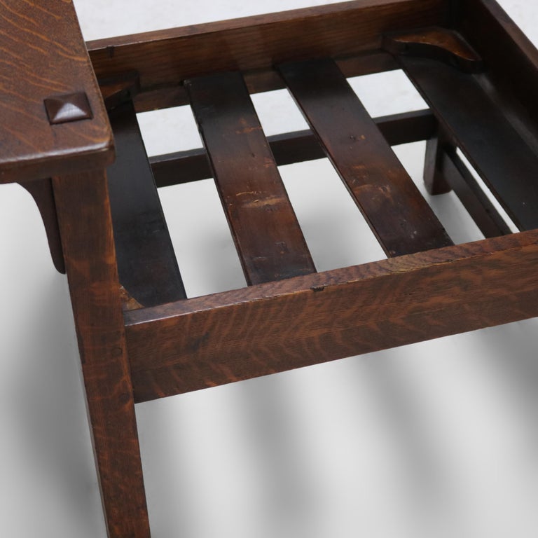 Antique Stickley Arts and Crafts Mission Oak Slat Back Arm Chair C1910
