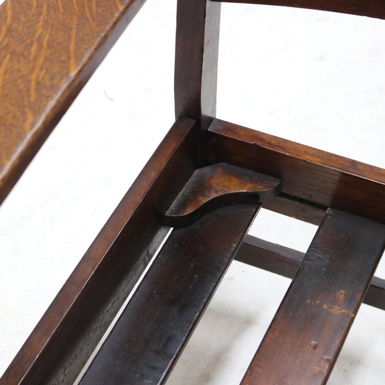 Antique Stickley Arts and Crafts Mission Oak Slat Back Arm Chair C1910