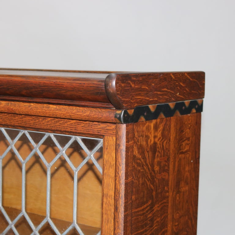 Macy Arts & Crafts Mission Oak & Leaded Glass Stack Barrister Bookcase c1920