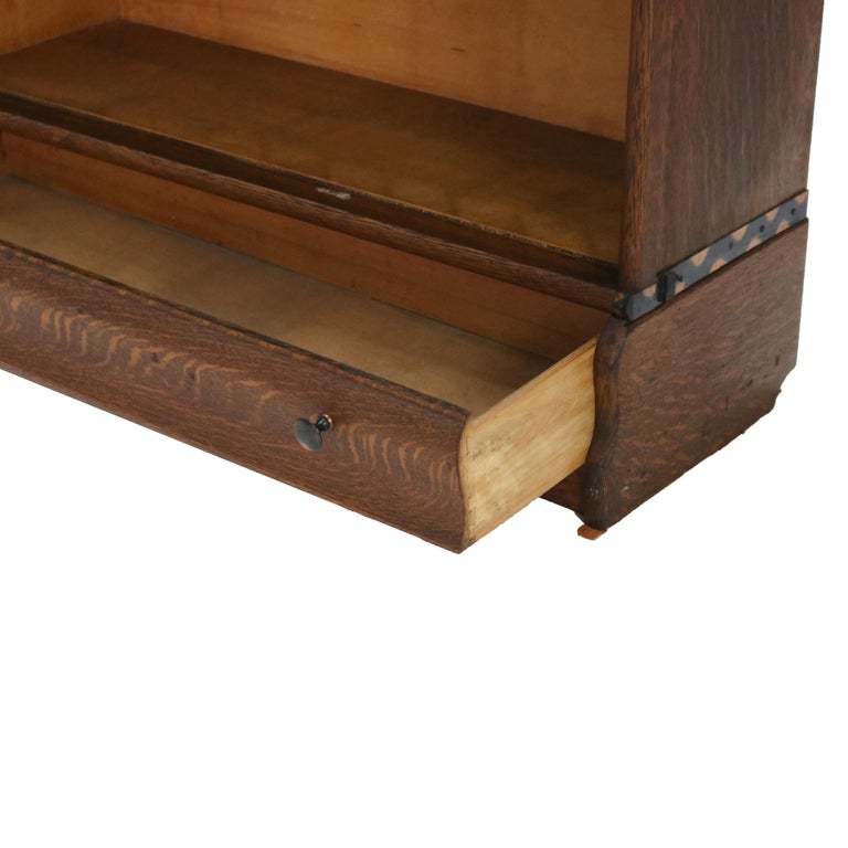 Macy Arts & Crafts Mission Oak & Leaded Glass Stack Barrister Bookcase c1920
