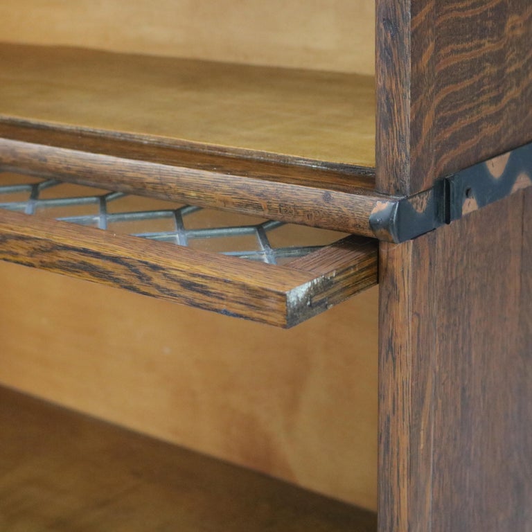 Macy Arts & Crafts Mission Oak & Leaded Glass Stack Barrister Bookcase c1920