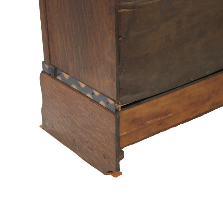 Macy Arts & Crafts Mission Oak & Leaded Glass Stack Barrister Bookcase c1920