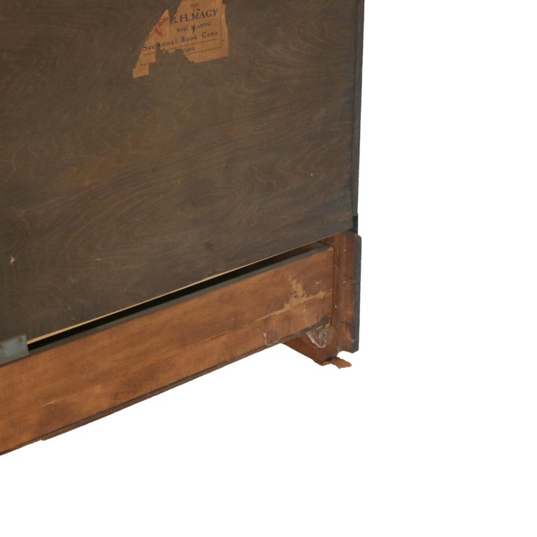 Macy Arts & Crafts Mission Oak & Leaded Glass Stack Barrister Bookcase c1920