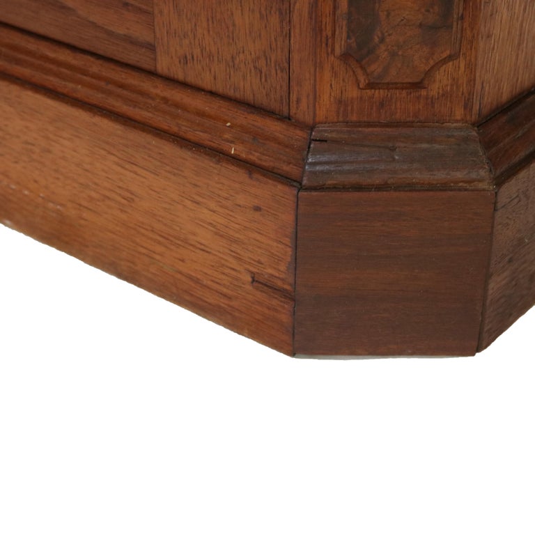 Victorian Carved Walnut & Burl Marble Top Commode C1890