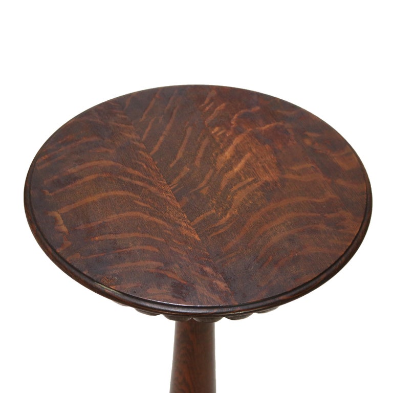 Antique Arts & Crafts Carved Oak Clawfoot Plant Stand C1920