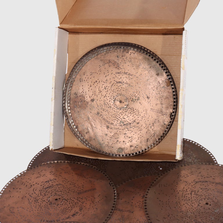 Twenty Antique Regina Music Box Perforated 15.5" Disks C1900