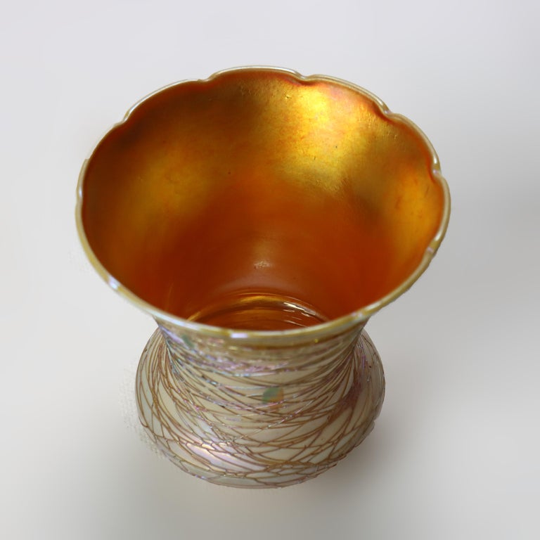 Six Quezal & Lustre Art Glass Shades Signed C1930