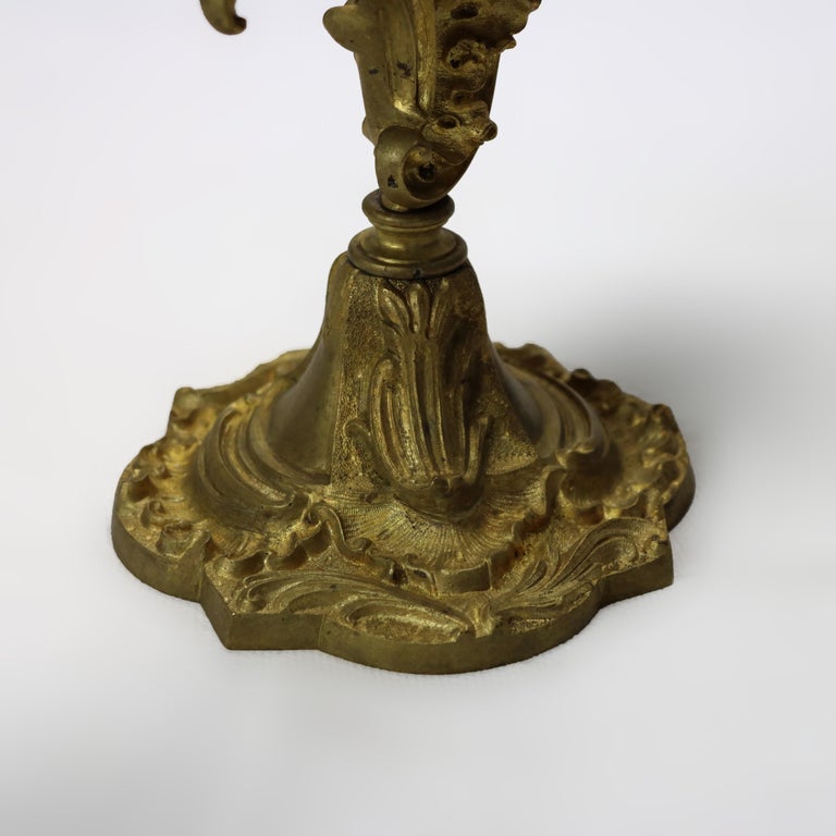 Two Antique French Gilt Bronze Candelabra & Frame C1890