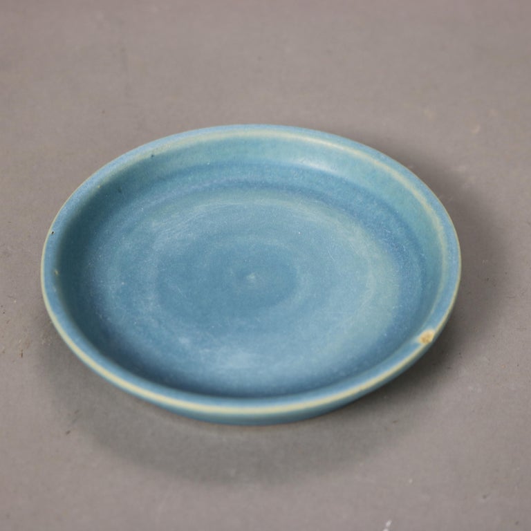 Two Pieces of Blue Roseville Art Pottery with Bittersweet Pattern Mid 20thC