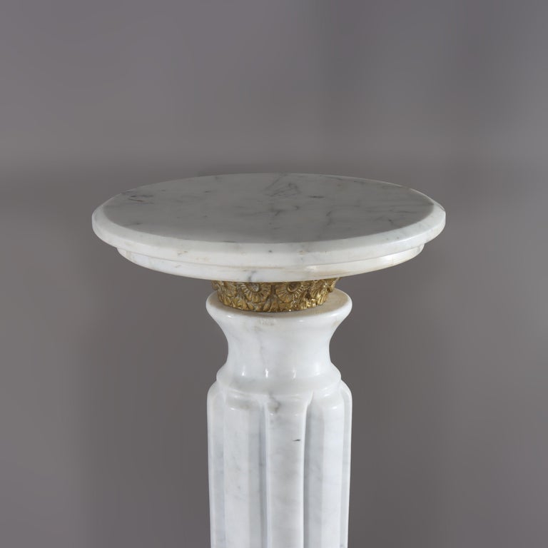 Antique Neoclassical Marble & Ormolu Bronze Sculpture Pedestal c1890
