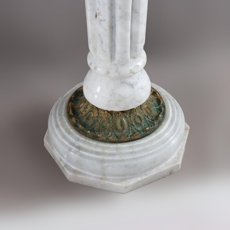 Antique Neoclassical Marble & Ormolu Bronze Sculpture Pedestal c1890