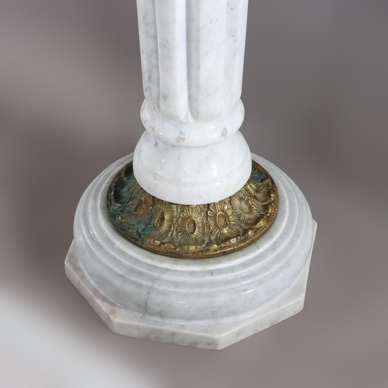 Antique Neoclassical Marble & Ormolu Bronze Sculpture Pedestal c1890