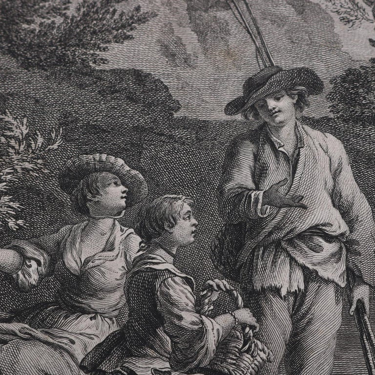 Three French Empire Maritime Etchings of Ships and Workers in Village Harbour
