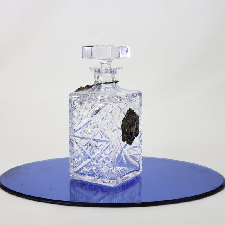 Two Vintage Crystal & Sterling Silver Liquor Decanters C1940