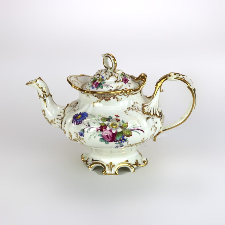 Antique Hand Painted and Gilt Porcelain Teapot C1890