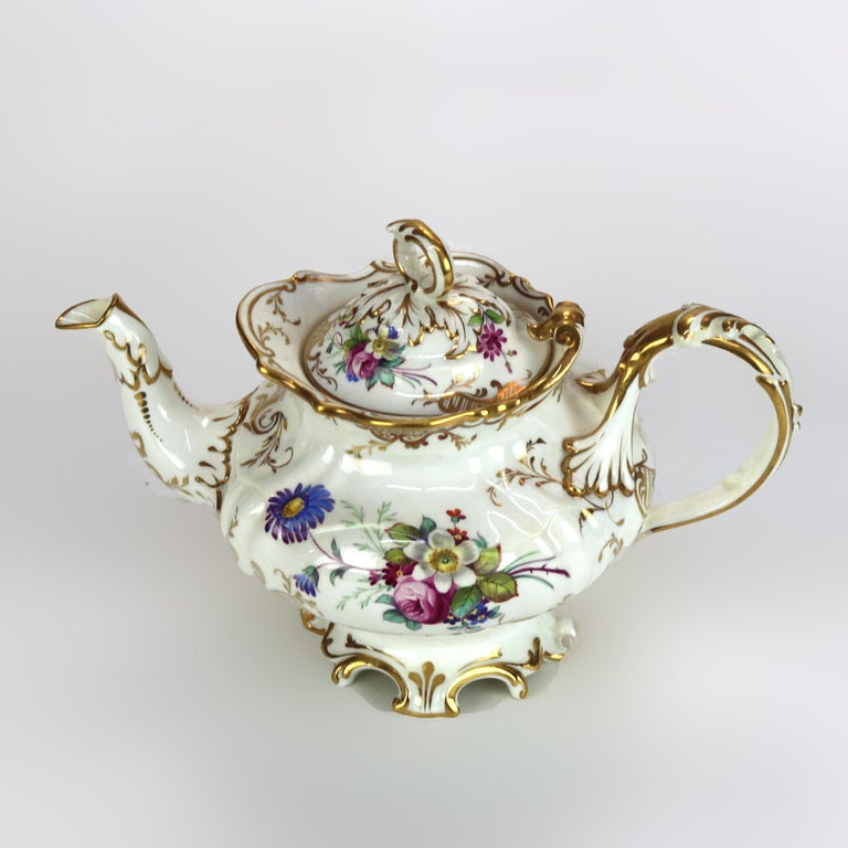 Antique Hand Painted and Gilt Porcelain Teapot C1890