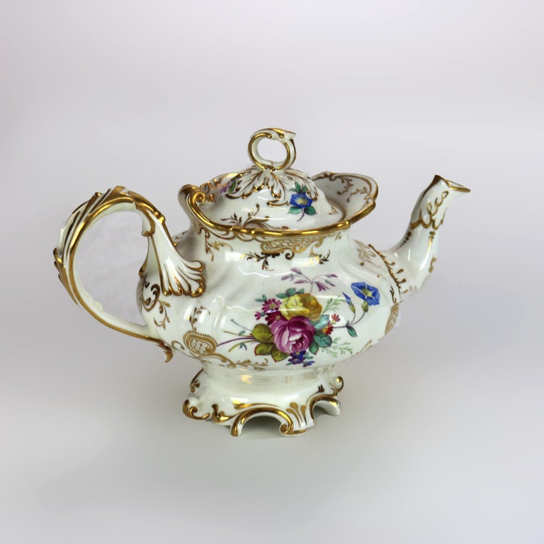 Antique Hand Painted and Gilt Porcelain Teapot C1890